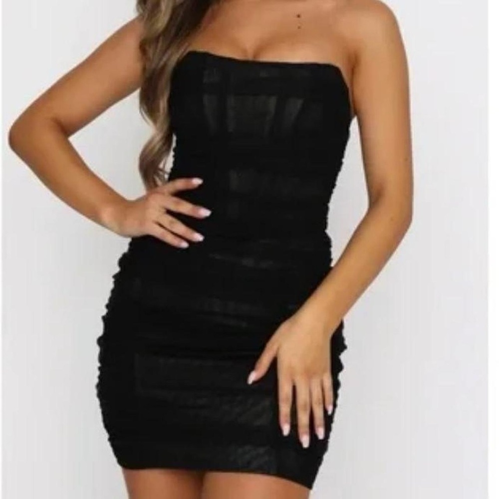 White Fox mesh mini corset dress